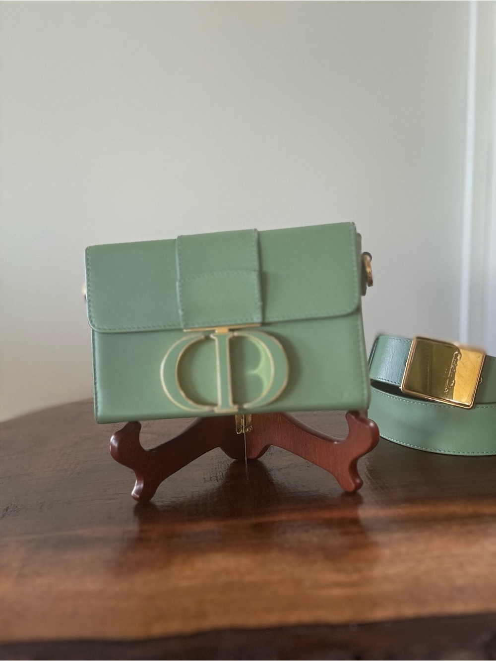 Authentic Green Leather Dior Montaigne 30 Shoulder / cross body Bag , Golf HW